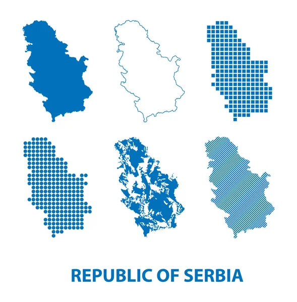 Map Republic Serbia Vector Set Silhouettes Different Patterns — Stock Vector