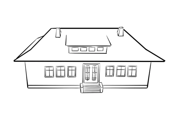 Outline Beautiful Village House Vector — Stock Vector