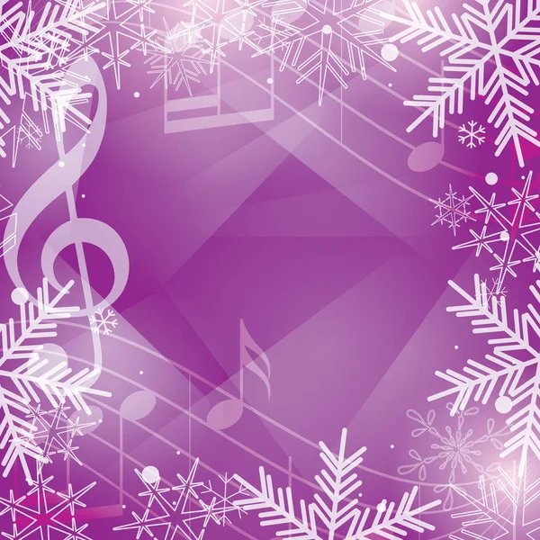 Bright Violet Vector Background Music Notes Snowflakes Christmas Holidays — Stock Vector