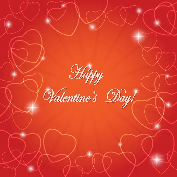 Bright Red Vector Greeting Card Hearts Valentine Day — Stock Vector