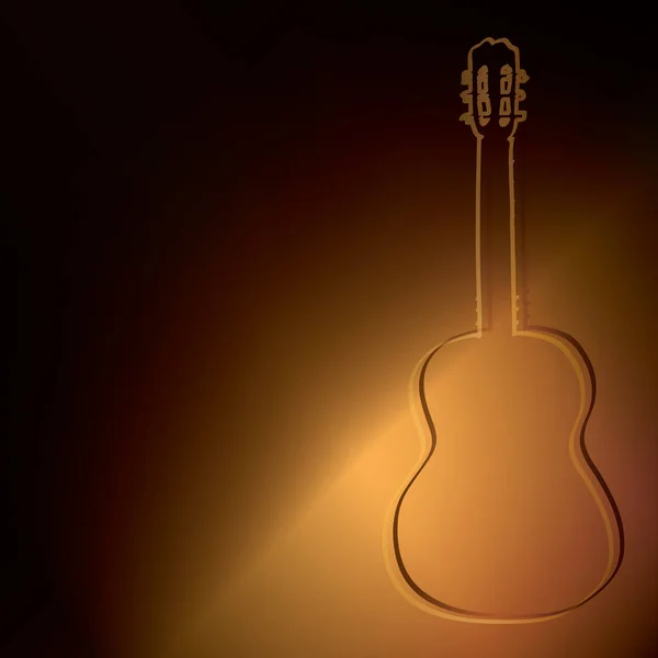 Fundo Dourado Escuro Com Silhueta Guitarra Ilustração Vetorial —  Vetores de Stock