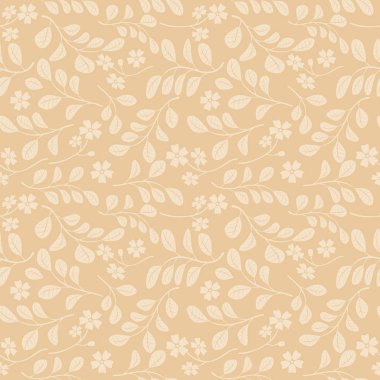 çiçekli dallar - vektör dekoratif arka plan bej seamless modeli