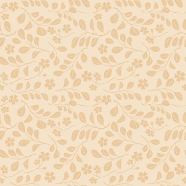 çiçek dalları - vektör dekoratif arka plan ile hafif bej seamless modeli