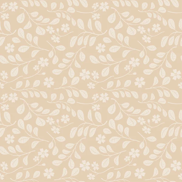 Feuilles claires avec des fleurs sur fond beige motif décoratif sans couture — Image vectorielle