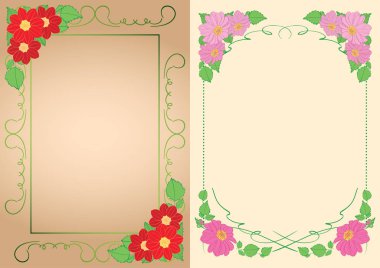 güzel arka planlar - köşelerde dahlias ile vektör dikey çerçeveler