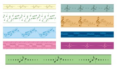 müzik notları ile vektör kesintisiz sınırlar-renkli çerçeveler