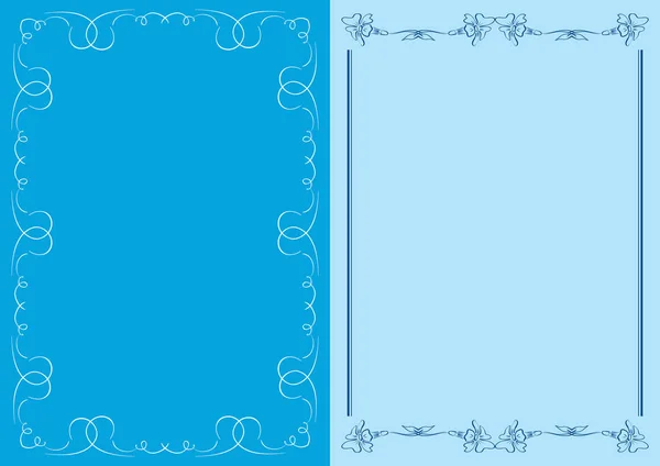 Dark and light blue backgrounds with decorative frames - vector — Stock Vector