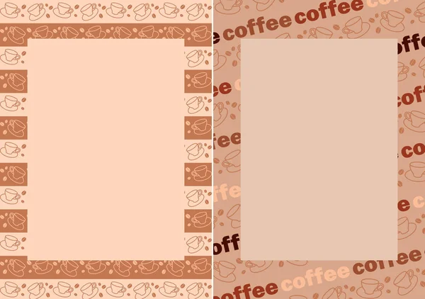 Chicchi di caffè e tazze in cornici beige vettoriali per menu — Vettoriale Stock