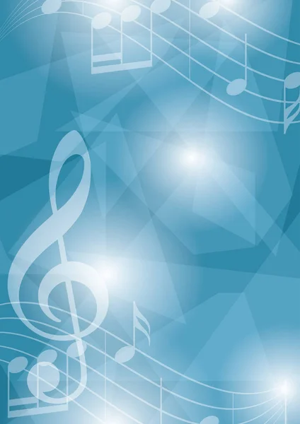 müzik notaları ve geometrik şekiller ile mavi vektör el ilanı - soyut arka plan