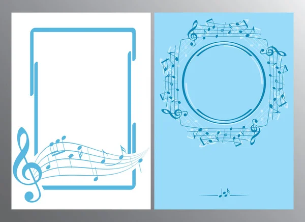 Музыкальные рамки с нотами на вертикальном фоне - векторные флаеры — стоковый вектор