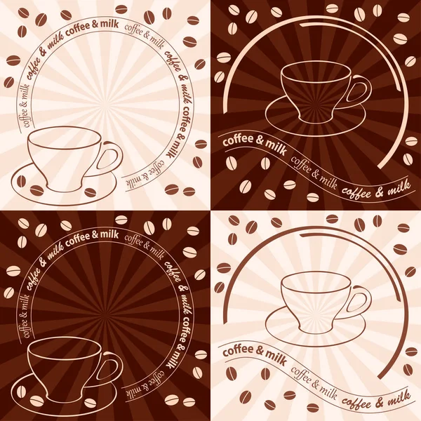 Tasse und Kaffeebohnen - helle beige und dunkelbraune Vektorhintergründe — Stockvektor