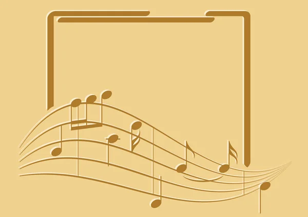 brown frame with music notes on beige background - vector flyer