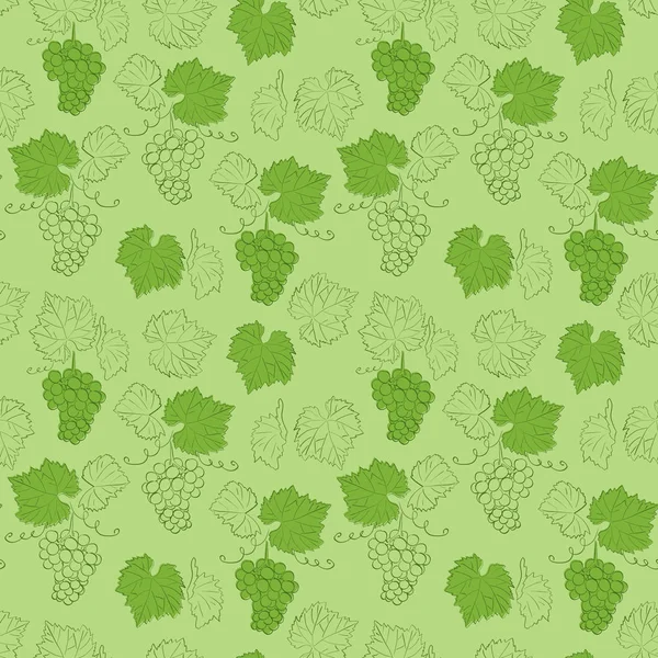 Heller grüner nahtloser Hintergrund mit Trauben - Vektorflorales Muster — Stockvektor