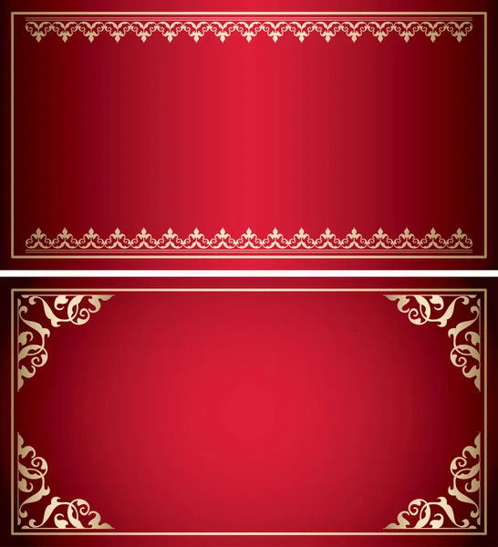 Red backgrounds with golden vintage frames - vector — Stock Vector