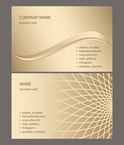 Gold Business Cards Abstractions Gradient Vector Illustration — Stock Vector