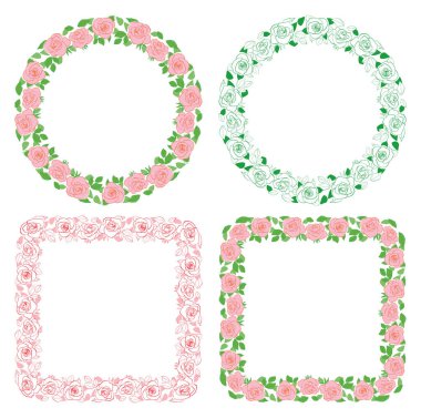 Süslü güller - çiçekli vektör çerçeveleri