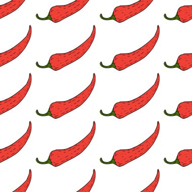 Kırmızı biber deseni beyaz arkaplanda izole edildi