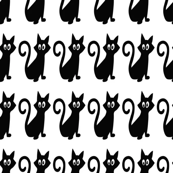 Zwarte katten drie poses — Stockvector