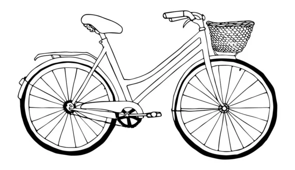 Bicicleta retro bosquejo negro forro aislado — Vector de stock