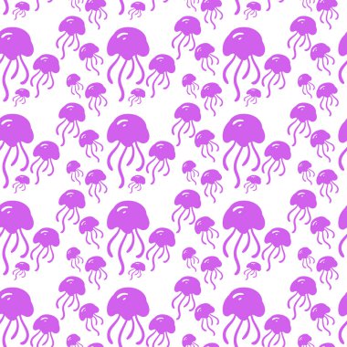 Beyaz arkaplanda pembe denizanası deseni