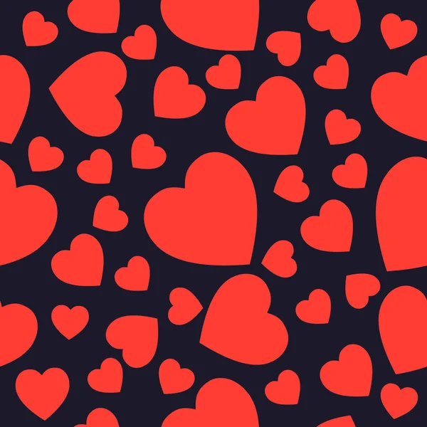 Візерунок червоних сердець у темно-синьому — стоковий вектор