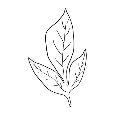 Beyaz arkaplanda siyah kontur çizgisi, dizayn ve dekor için stok vektör illüstrasyonu, logo, yazdırma, çıkartma, clipart