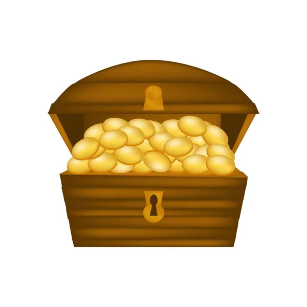 Wooden Treasure Chest Effect Style Carton Isolated White Background Stock — Stock Vector