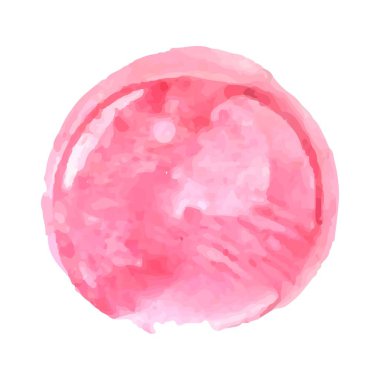 Vektör suluboya, beyaz arkaplanda pembe renk çemberi, tasarım ve dekorasyon için stok çizimi, pankart, şablon, kartpostal, kart.