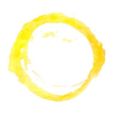 Vektör suluboya çemberi, beyaz arkaplana sarı iz, tasarım ve dekorasyon için stok illüstrasyon, afiş, şablon, kartpostal, kart.