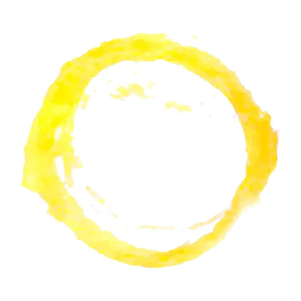 Vektorový Akvarelový Kruh Otisk Žluté Bílém Pozadí Stock Ilustrace Pro — Stockový vektor