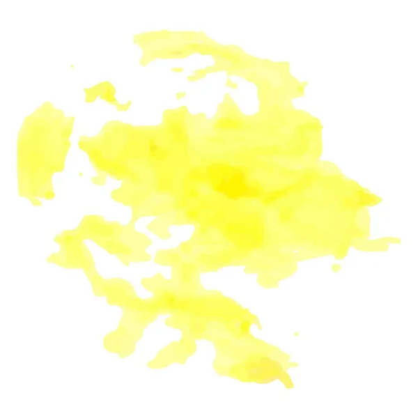 Векторна Акварельна Фарба Бризки Жовтого Білому Тлі Стокова Ілюстрація Дизайну — стоковий вектор