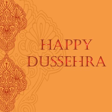 Hint süslemeli pankart, sarı arka planda mutlu dussehra kırmızısı, dizayn ve dekorasyon için stok vektör çizimi, kartpostal, poster
