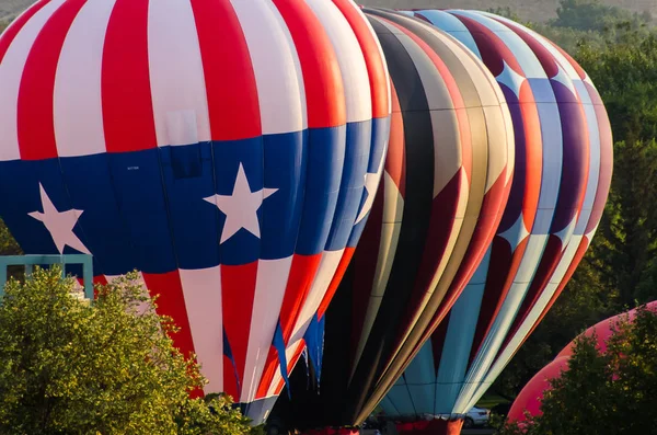 Hot Air Balloons Being Inflated Prepare Early Morning Launch — Stock Photo, Image