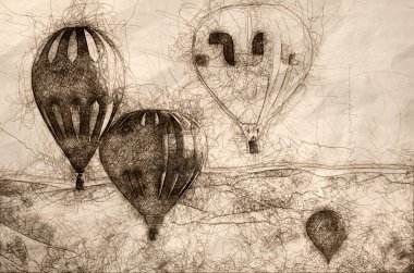 Sıcak hava balonları bir sabah erken lansmanı taslağını