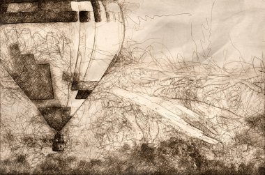 Sıcak hava balonu erken sabah lansmanı taslağını