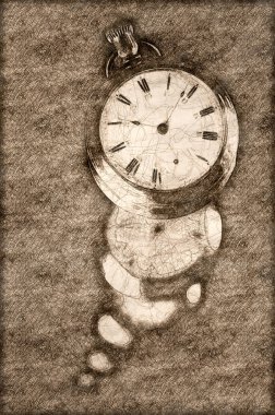 Sonsuzluk ve hiç bitmeyen gösteren kroki zaman ilerleme