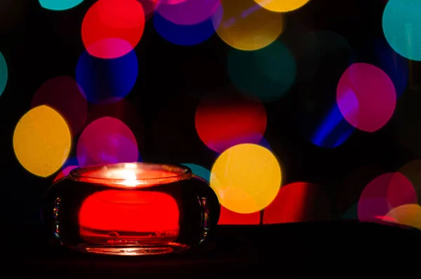 Noel Işıkları Kırmızı Noel Mumu Zarflı — Stok fotoğraf