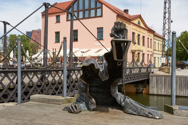 Klaipeda Lithuania July 2017 Black Ghost Bronzed Sculpture Designed Svajunas — Stock Photo, Image