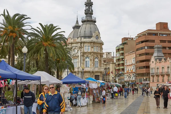 Cartagena Spanien April 2017 Besucher Und Einkäufer Auf Dem Markt — Stockfoto