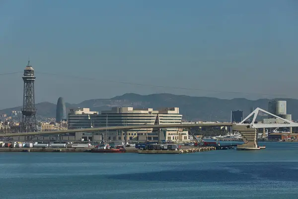 Barcelona Spanien Oktober 2017 Hafen Mit Containern Und Import Export — Stockfoto