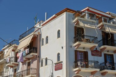 Zakynthos, Yunanistan - 17 Ekim 2017: Konut Evleri ve Zakynthos Adası, İyon Denizi, Yunanistan, Avrupa'nın