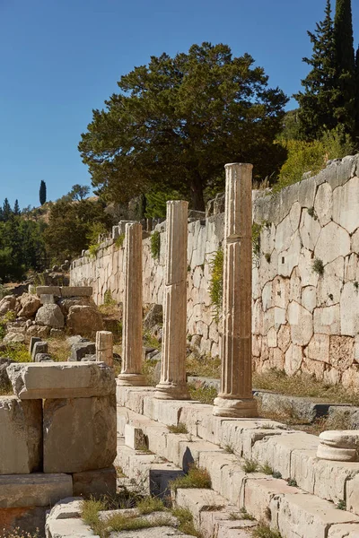 Apollons Tempel Delfi Grekland Sommardag — Stockfoto