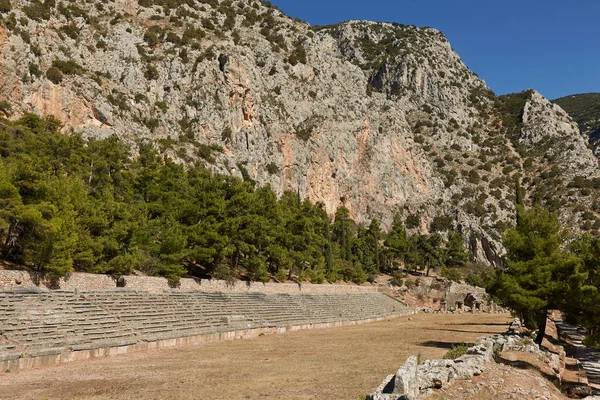 Delphi Phocis Grecia Vista Panorámica Del Estadio Delfos Encuentra Punto —  Fotos de Stock