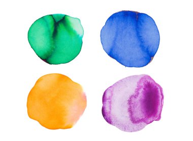 Suluboya tasarım elemanları, beyaz arka plan üzerinde izole mermi