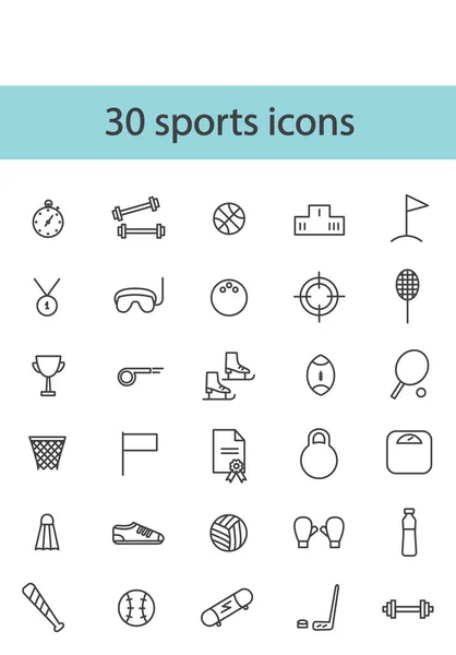 Conjunto de iconos deportivos negros. Ilustración vectorial — Vector de stock
