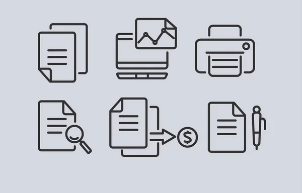 Set met lineaire pictogrammen van Office en Business. Vector illustratie — Stockvector