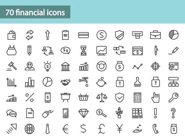 Set of black financial icons. Vector illustration — Stock Vector
