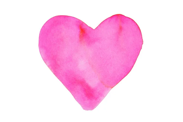Beyaz arkaplanda izole edilmiş renkli suluboya kalp — Stok fotoğraf