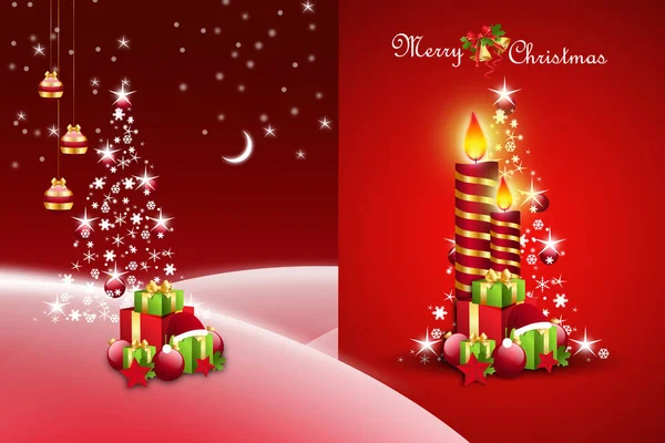 Kerstgeschenkdoos Met Belletjes Kaarsen — Stockfoto