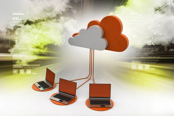 Concepts Cloud Computing Devices Color Background — Stock Photo, Image